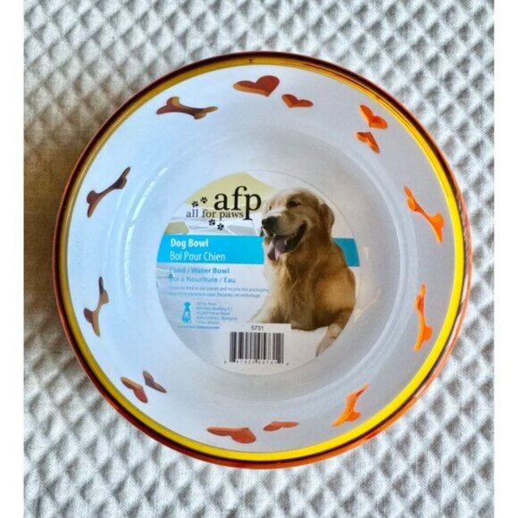 New XL Orange & White Acrylic Dog Bowl w/ Grip Base - Small Scratch (See Photos) - Picture 5 of 7